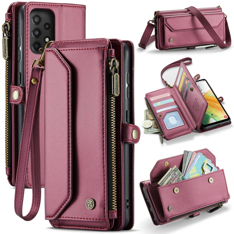 For Samsung Galaxy A33 5G CaseMe C36 Card Slots Zipper Wallet RFID Anti-theft Leather Phone Case(Wine Red) - Galaxy Phone Cases by CaseMe | Online Shopping UK | buy2fix