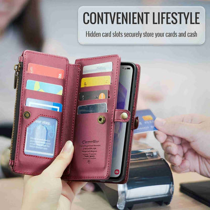 For Samsung Galaxy A55 5G CaseMe C36 Card Slots Zipper Wallet RFID Anti-theft Leather Phone Case(Wine Red) - Galaxy Phone Cases by CaseMe | Online Shopping UK | buy2fix