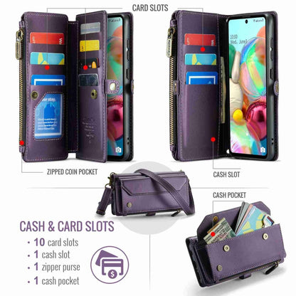 For Samsung Galaxy A71 4G CaseMe C36 Card Slots Zipper Wallet RFID Anti-theft Leather Phone Case(Purple) - Galaxy Phone Cases by CaseMe | Online Shopping UK | buy2fix