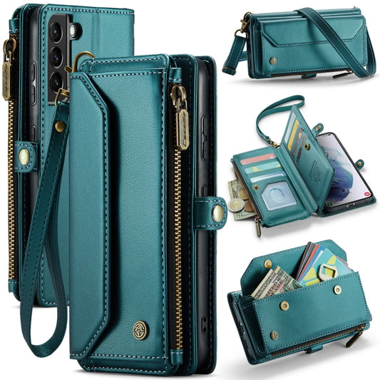 For Samsung Galaxy S21+ 5G CaseMe C36 Card Slots Zipper Wallet RFID Anti-theft Leather Phone Case(Blue-green) - Galaxy S21+ 5G Cases by CaseMe | Online Shopping UK | buy2fix