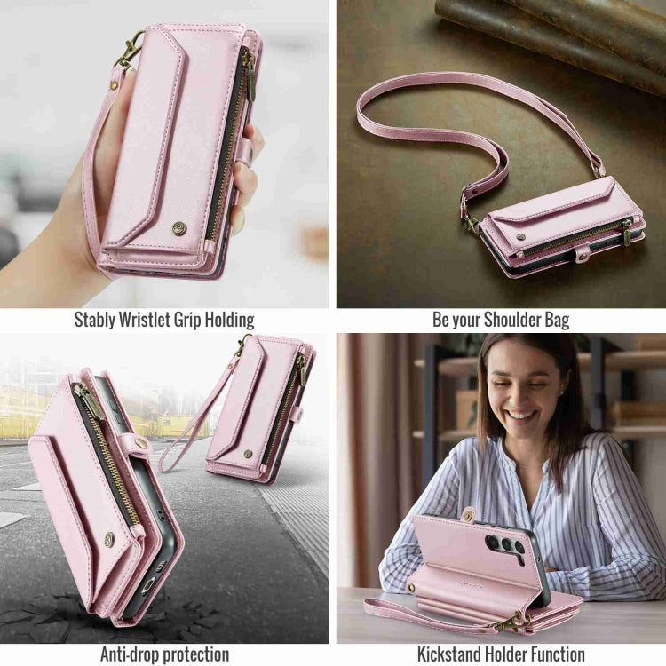 For Samsung Galaxy S23+ 5G CaseMe C36 Card Slots Zipper Wallet RFID Anti-theft Leather Phone Case(Pink) - Galaxy S23+ 5G Cases by CaseMe | Online Shopping UK | buy2fix