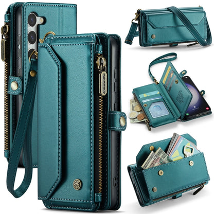 For Samsung Galaxy S23 5G CaseMe C36 Card Slots Zipper Wallet RFID Anti-theft Leather Phone Case(Blue-green) - Galaxy S23 5G Cases by CaseMe | Online Shopping UK | buy2fix