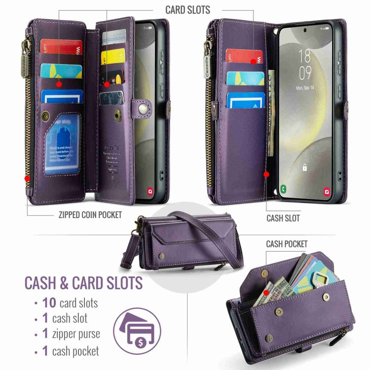 For Samsung Galaxy S24+ 5G CaseMe C36 Card Slots Zipper Wallet RFID Anti-theft Leather Phone Case(Purple) - Galaxy S24+ 5G Cases by CaseMe | Online Shopping UK | buy2fix