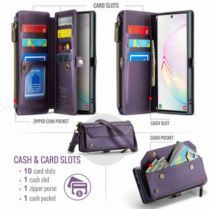 For Samsung Galaxy Note10+ CaseMe C36 Card Slots Zipper Wallet RFID Anti-theft Leather Phone Case(Purple) - Galaxy Phone Cases by CaseMe | Online Shopping UK | buy2fix