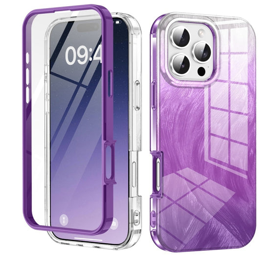 For iPhone 16 Pro IMD Gradient Feather PC Hybrid TPU Phone Case(Purple) - iPhone 16 Pro Cases by buy2fix | Online Shopping UK | buy2fix