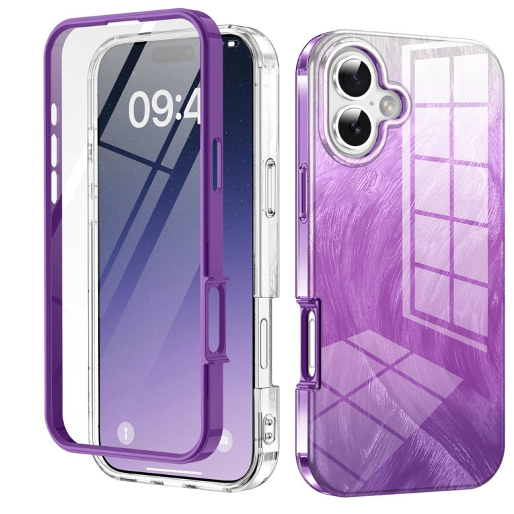 For iPhone 16 Plus IMD Gradient Feather PC Hybrid TPU Phone Case(Purple) - iPhone 16 Plus Cases by buy2fix | Online Shopping UK | buy2fix