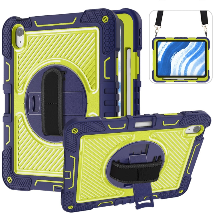 For iPad Air 11 2024 / Air 2022 10.9 360 Degree Rotation PC Contrast Silicone Tablet Case(Navy Blue + Yellow Green) - iPad Air 11 2024 Cases by buy2fix | Online Shopping UK | buy2fix