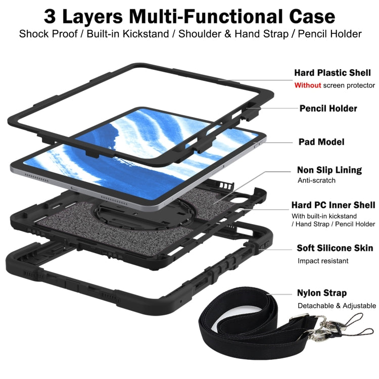 For iPad Air 11 2025 / 2024 360 Degree Rotation PC Contrast Silicone Tablet Case(Black) - iPad Air 11 2025 / 2024 Cases by buy2fix | Online Shopping UK | buy2fix