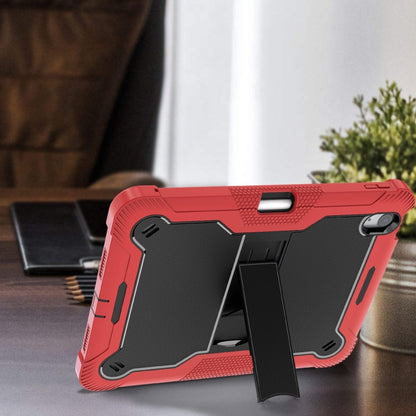 For iPad Air 11 2024 / Air 2022 10.9 Shockproof Silicone Hybrid PC Tablet Case with Holder(Black + Red) - iPad Air 11 2025 / 2024 Cases by buy2fix | Online Shopping UK | buy2fix