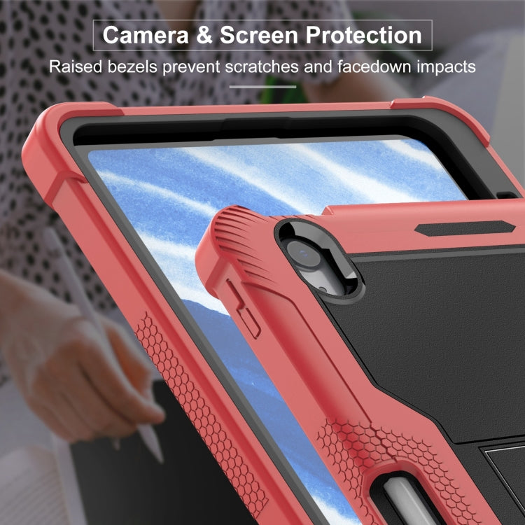 For iPad Air 11 2024 / Air 2022 10.9 Shockproof Silicone Hybrid PC Tablet Case with Holder(Black + Red) - iPad Air 11 2025 / 2024 Cases by buy2fix | Online Shopping UK | buy2fix