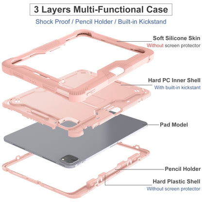 For iPad Pro 11 2024 Shockproof Silicone Hybrid PC Tablet Case with Holder(Rose Gold) - iPad Pro 11 2024 Cases by buy2fix | Online Shopping UK | buy2fix