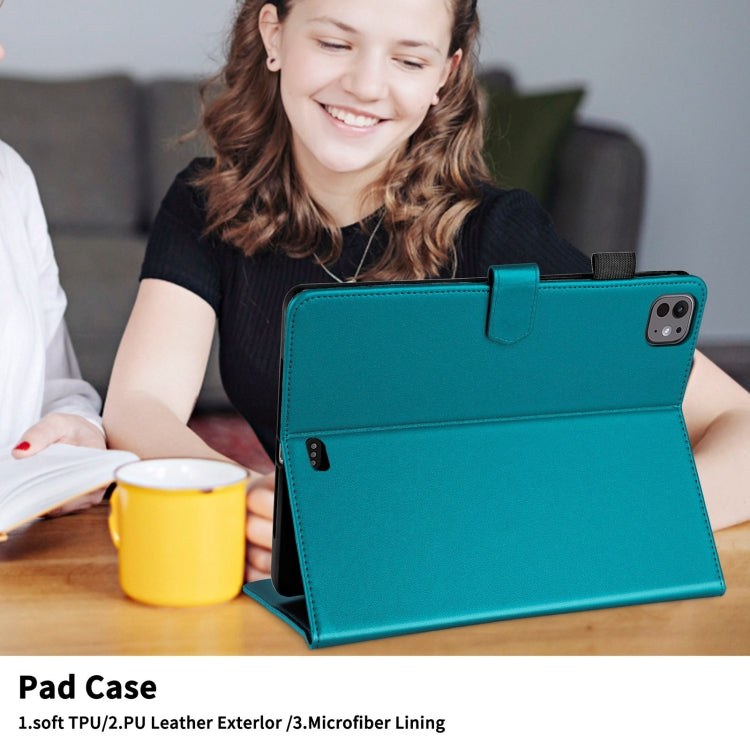 For iPad Pro 13 2024 Rhombus Lattice Leather Smart Tablet Case(Dark Green) - iPad Pro 13 2024 Cases by buy2fix | Online Shopping UK | buy2fix