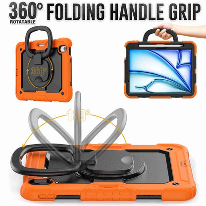 For iPad Air 11 2025 / 2024 Handle Silicone Hydric PC Tablet Case with Shoulder Strap(Orange) - iPad Air 11 2025 / 2024 Cases by buy2fix | Online Shopping UK | buy2fix