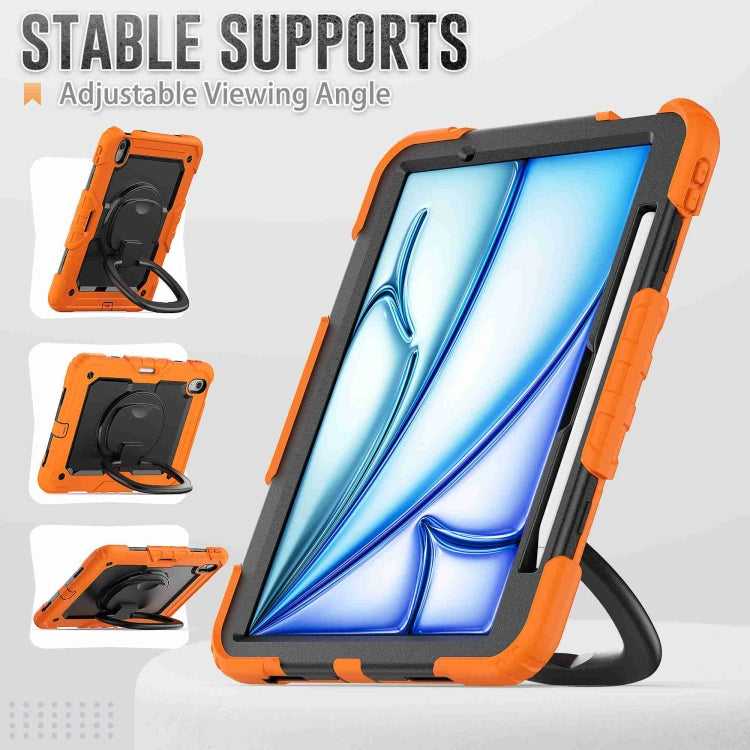 For iPad Air 11 2025 / 2024 Handle Silicone Hydric PC Tablet Case with Shoulder Strap(Orange) - iPad Air 11 2025 / 2024 Cases by buy2fix | Online Shopping UK | buy2fix