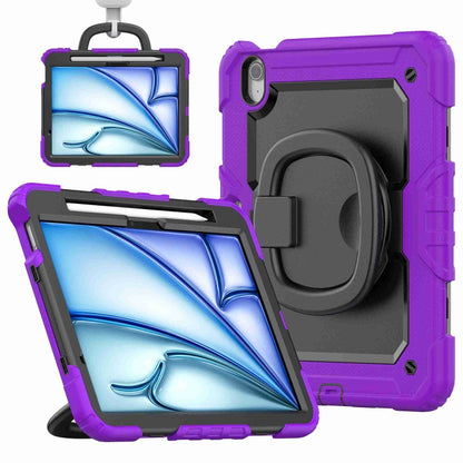 For iPad Air 11 2024 Handle Silicone Hydric PC Tablet Case with Shoulder Strap(Purple) - iPad Air 11 2024 Cases by buy2fix | Online Shopping UK | buy2fix