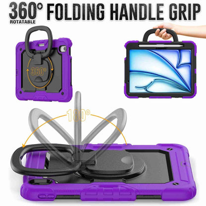 For iPad Air 11 2024 Handle Silicone Hydric PC Tablet Case with Shoulder Strap(Purple) - iPad Air 11 2024 Cases by buy2fix | Online Shopping UK | buy2fix