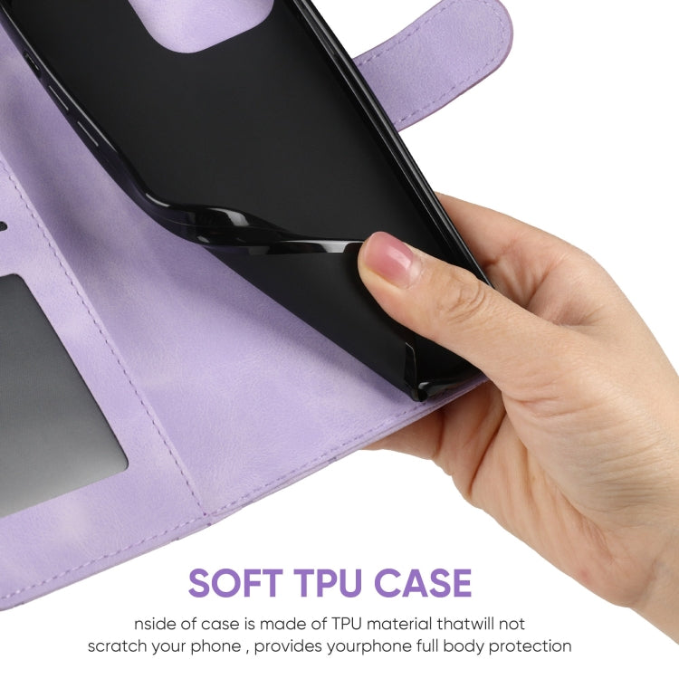 For Motorola Moto G Power 5G 2024 Skin Feel Geometric Lines Leather Phone Case(Purple) - Motorola Cases by buy2fix | Online Shopping UK | buy2fix