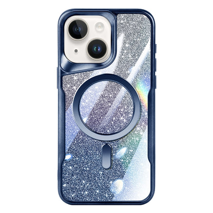 For iPhone 15 Blade MagSafe Magnetic Gradient Glitter PC Phone Case(Blue) - iPhone 15 Cases by buy2fix | Online Shopping UK | buy2fix