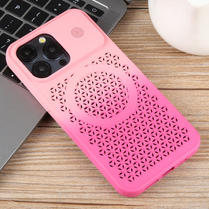 For iPhone 15 Pro Gradient Color Honeycomb Aromatherapy MagSafe Phone Case(Pink+Rose Red) - iPhone 15 Pro Cases by buy2fix | Online Shopping UK | buy2fix