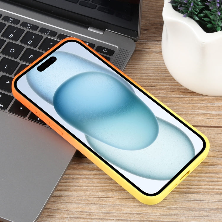 For iPhone 15 Plus Gradient Color Honeycomb Aromatherapy MagSafe Phone Case(Orange Yellow) - iPhone 15 Plus Cases by buy2fix | Online Shopping UK | buy2fix