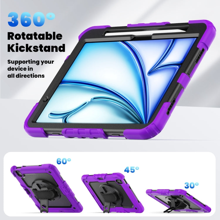 For iPad Air 11 2025 / 2024 Silicone Hybrid PC Tablet Case with Shoulder Strap(Purple) - iPad Air 11 2025 / 2024 Cases by buy2fix | Online Shopping UK | buy2fix