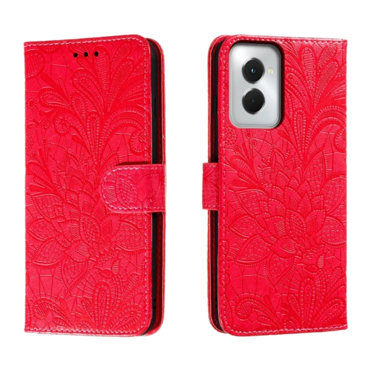 For Motorola Moto G Power 5G 2024 Lace Flower Embossing Flip Leather Phone Case(Red) - Motorola Cases by buy2fix | Online Shopping UK | buy2fix