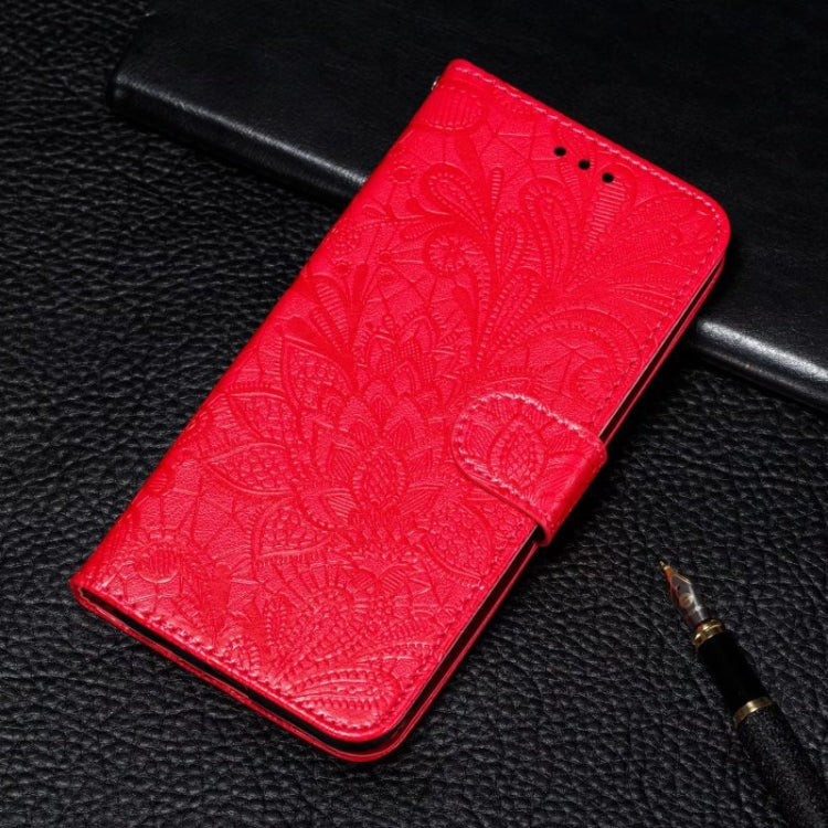 For Motorola Moto G Power 5G 2024 Lace Flower Embossing Flip Leather Phone Case(Red) - Motorola Cases by buy2fix | Online Shopping UK | buy2fix