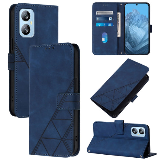 For Blackview A52 Crossbody 3D Embossed Flip Leather Phone Case(Blue) - More Brand by buy2fix | Online Shopping UK | buy2fix