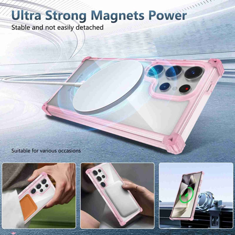 For Samsung Galaxy S23 FE 5G Transparent MagSafe Magnetic Phone Case(Pink) - Galaxy S23 FE 5G Cases by buy2fix | Online Shopping UK | buy2fix