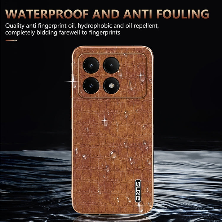 For Redmi K70 / K70 Pro AZNS Electroplated Frame Crocodile Texture Full Coverage Phone Case(Brown) - K70 Cases by AZNS | Online Shopping UK | buy2fix