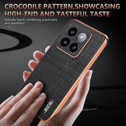 For Xiaomi 14 Pro AZNS Electroplated Frame Crocodile Texture Full Coverage Phone Case(Black) - 14 Pro Cases by AZNS | Online Shopping UK | buy2fix