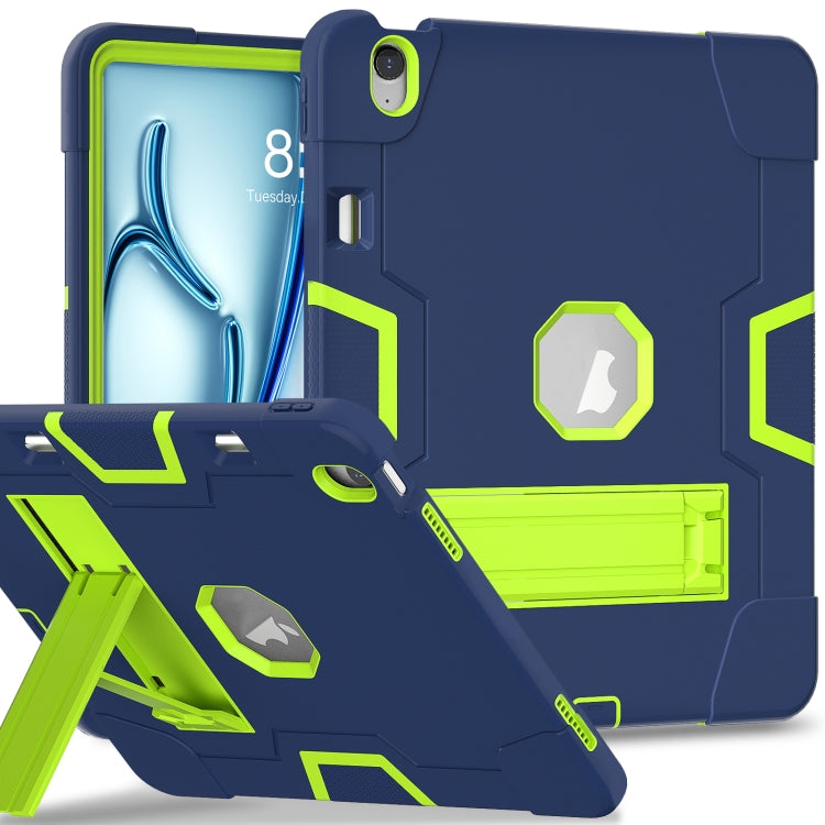 For iPad Air 13 2025 / 2024 Contrast Color Silicone Acrylic PC Tablet Case with Holder(Navy Blue Yellow Green) - iPad Air 13 2025 / 2024 Cases by buy2fix | Online Shopping UK | buy2fix