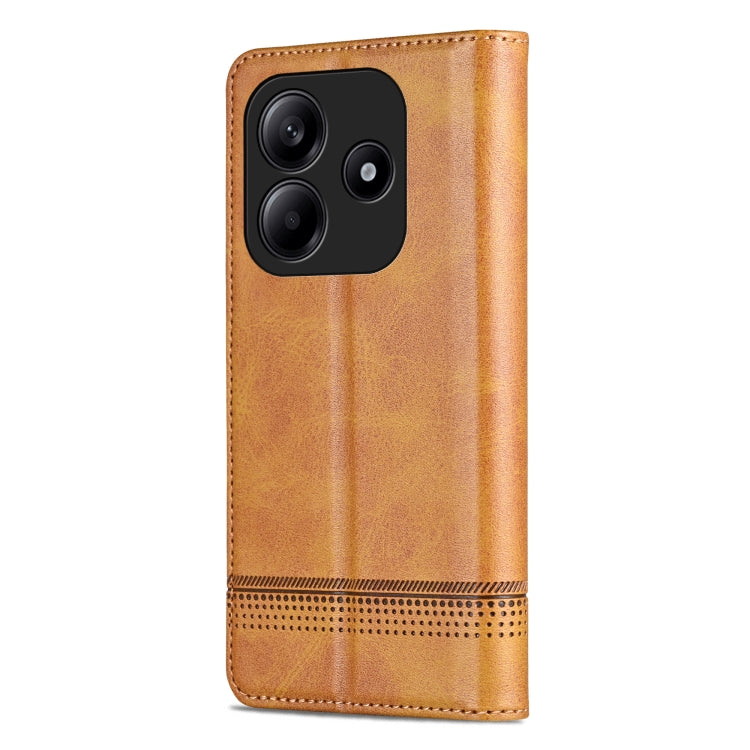 For Redmi Note 14 5G AZNS Magnetic Calf Texture Flip Leather Phone Case(Light Brown) - Note 14 Cases by AZNS | Online Shopping UK | buy2fix