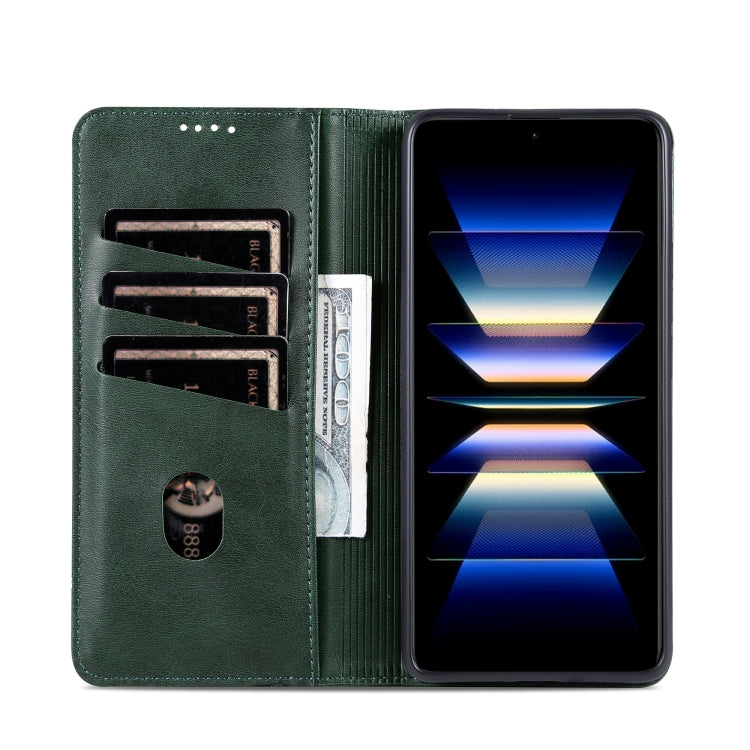 For Redmi Note 14 Pro 5G AZNS Magnetic Calf Texture Flip Leather Phone Case(Dark Green) - Note 14 Pro Cases by AZNS | Online Shopping UK | buy2fix