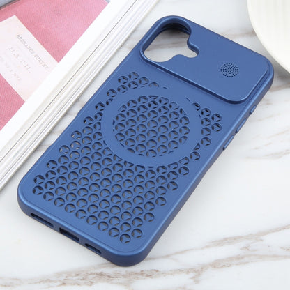 For iPhone 16 Plus Pure Color Honeycomb Aromatherapy MagSafe Phone Case(Blue) - iPhone 16 Plus Cases by buy2fix | Online Shopping UK | buy2fix