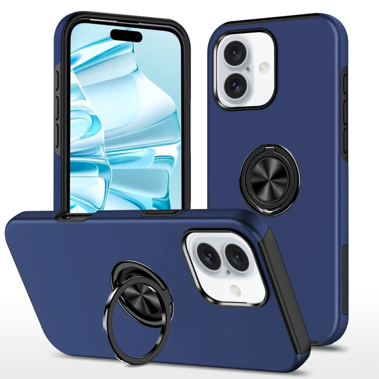 For iPhone 16 Plus Magnetic Ring Holder Phone Case(Navy Blue) - iPhone 16 Plus Cases by buy2fix | Online Shopping UK | buy2fix