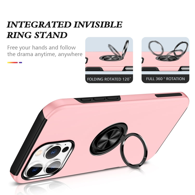 For iPhone 16 Plus Magnetic Ring Holder Phone Case(Rose Gold) - iPhone 16 Plus Cases by buy2fix | Online Shopping UK | buy2fix