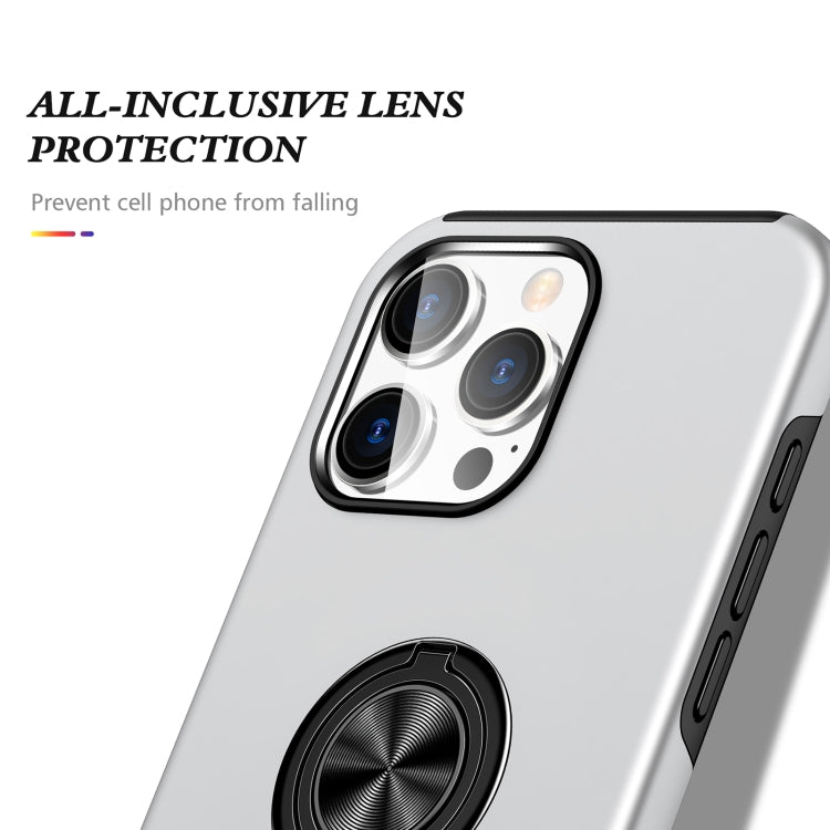 For iPhone 16 Pro Magnetic Ring Holder Phone Case(Silver) - iPhone 16 Pro Cases by buy2fix | Online Shopping UK | buy2fix