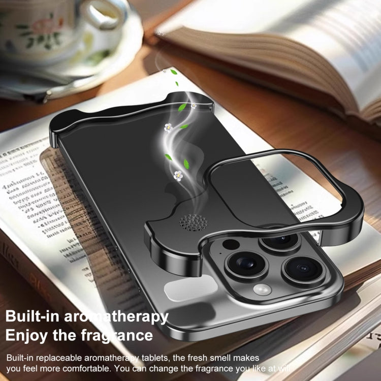 For iPhone 12 Pro Aromatherapy Alloy Frameless Phone Case(Black) - iPhone 12 / 12 Pro Cases by buy2fix | Online Shopping UK | buy2fix