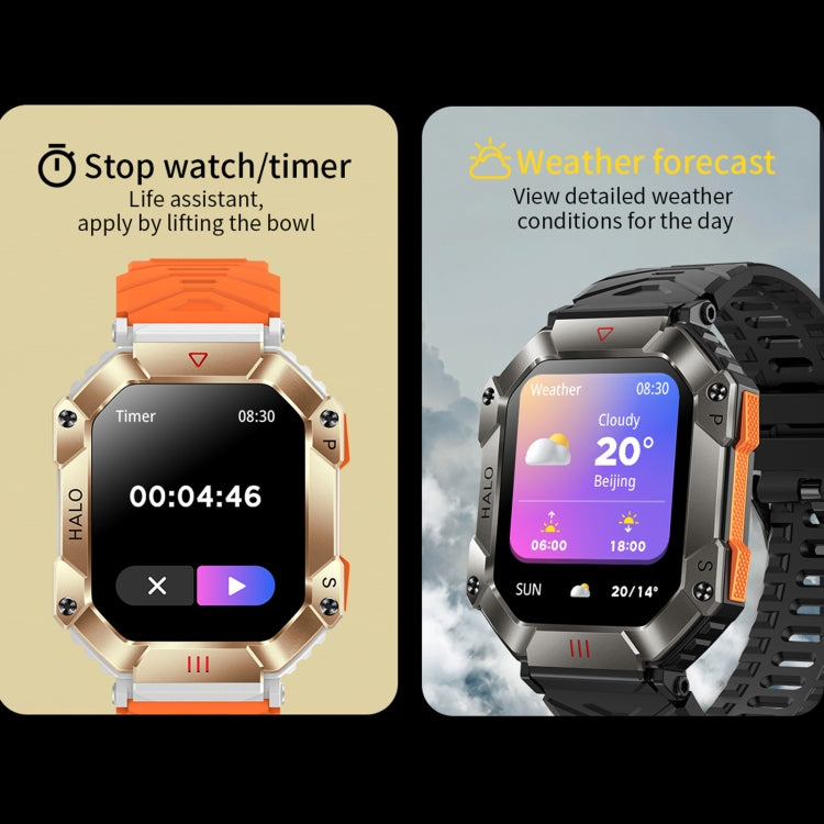 KR80 2.0 inch BT5.1 IP67 Sport Smart Watch, Support Bluetooth Call / Sleep / Blood Oxygen / Heart Rate / Blood Pressure Health Monitor(White+Orange) - Smart Watches by buy2fix | Online Shopping UK | buy2fix