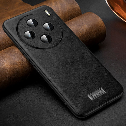 For vivo X100 SULADA Shockproof TPU + Handmade Leather Phone Case(Black) - X100 Cases by SULADA | Online Shopping UK | buy2fix