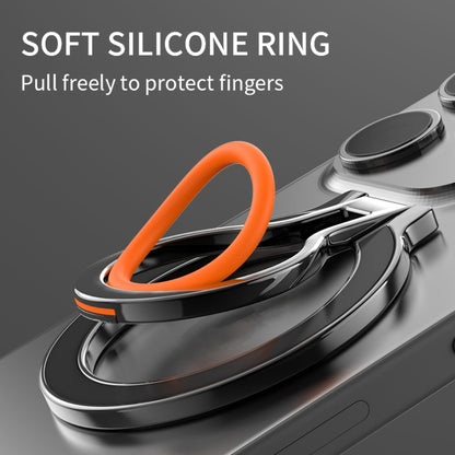 360 Rotations MagSafe Magnetic Finger Ring with Phone Holder(Black + Orange) - Ring Holder by buy2fix | Online Shopping UK | buy2fix