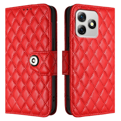 For Ulefone Note 18 Ultra Rhombic Texture Flip Leather Phone Case with Lanyard(Red) - Ulefone Cases by buy2fix | Online Shopping UK | buy2fix