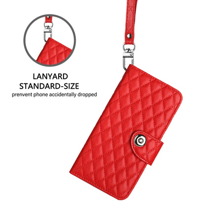 For Ulefone Note 18 Ultra Rhombic Texture Flip Leather Phone Case with Lanyard(Red) - Ulefone Cases by buy2fix | Online Shopping UK | buy2fix