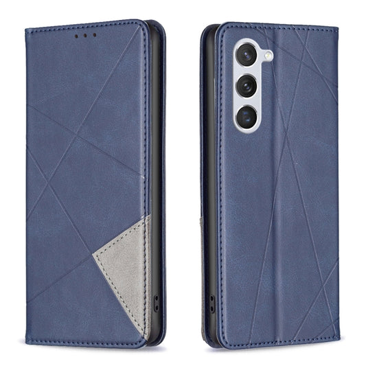 For Samsung Galaxy S25 5G Rhombus Texture Magnetic Leather Phone Case(Blue) - Galaxy S25 5G Cases by buy2fix | Online Shopping UK | buy2fix