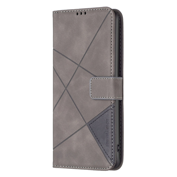 For Samsung Galaxy S25 Ultra 5G Magnetic Buckle Rhombus Texture Leather Phone Case(Grey) - Galaxy S25 Ultra 5G Cases by buy2fix | Online Shopping UK | buy2fix