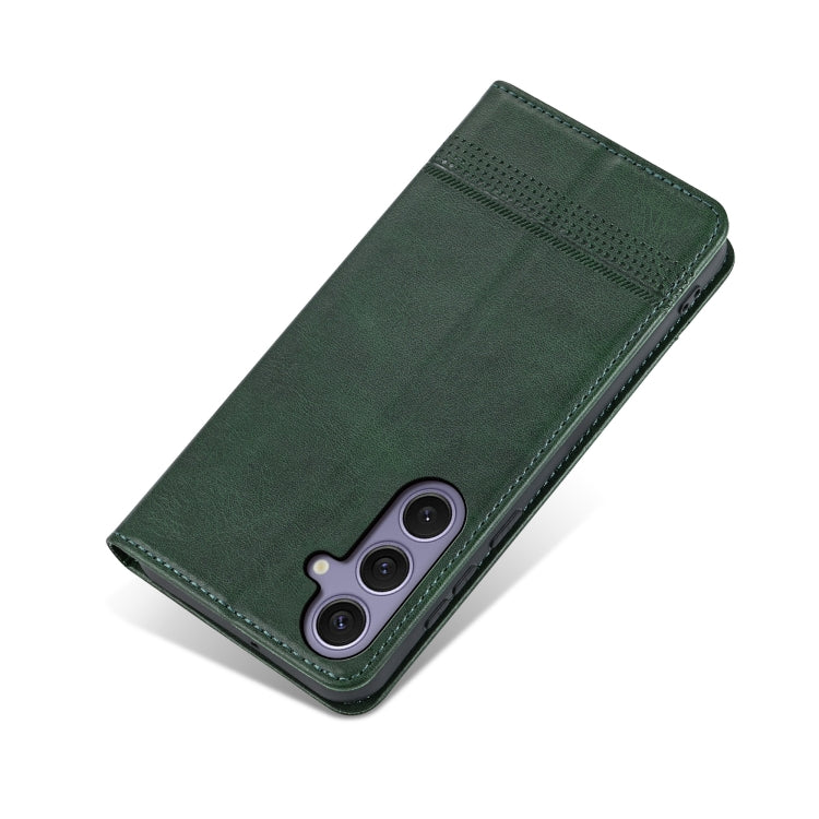 For Samsung Galaxy S25 5G AZNS Magnetic Calf Texture Flip Leather Phone Case(Dark Green) - Galaxy S25 5G Cases by AZNS | Online Shopping UK | buy2fix