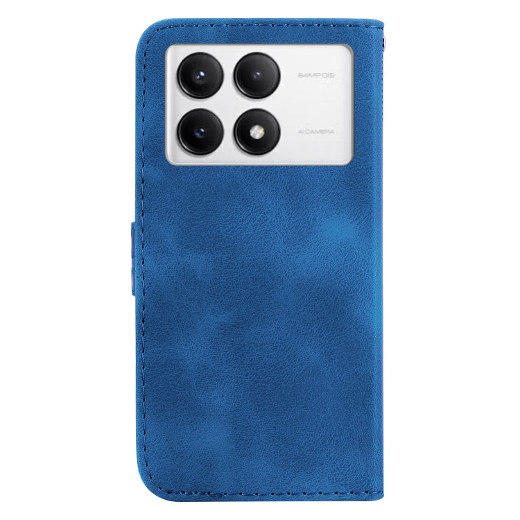 For Xiaomi Redmi K70 / K70 Pro Seven-shaped Embossed Leather Phone Case(Blue) - K70 Cases by buy2fix | Online Shopping UK | buy2fix