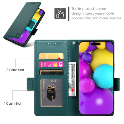 For iPhone 16 Side Buckle Magnetic Frosted Leather Phone Case(Dark Green) - iPhone 16 Cases by buy2fix | Online Shopping UK | buy2fix