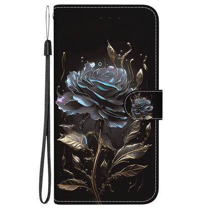 For Xiaomi Redmi K70 Pro / K70 Crystal Texture Colored Drawing Leather Phone Case(Black Rose) - K70 Cases by buy2fix | Online Shopping UK | buy2fix